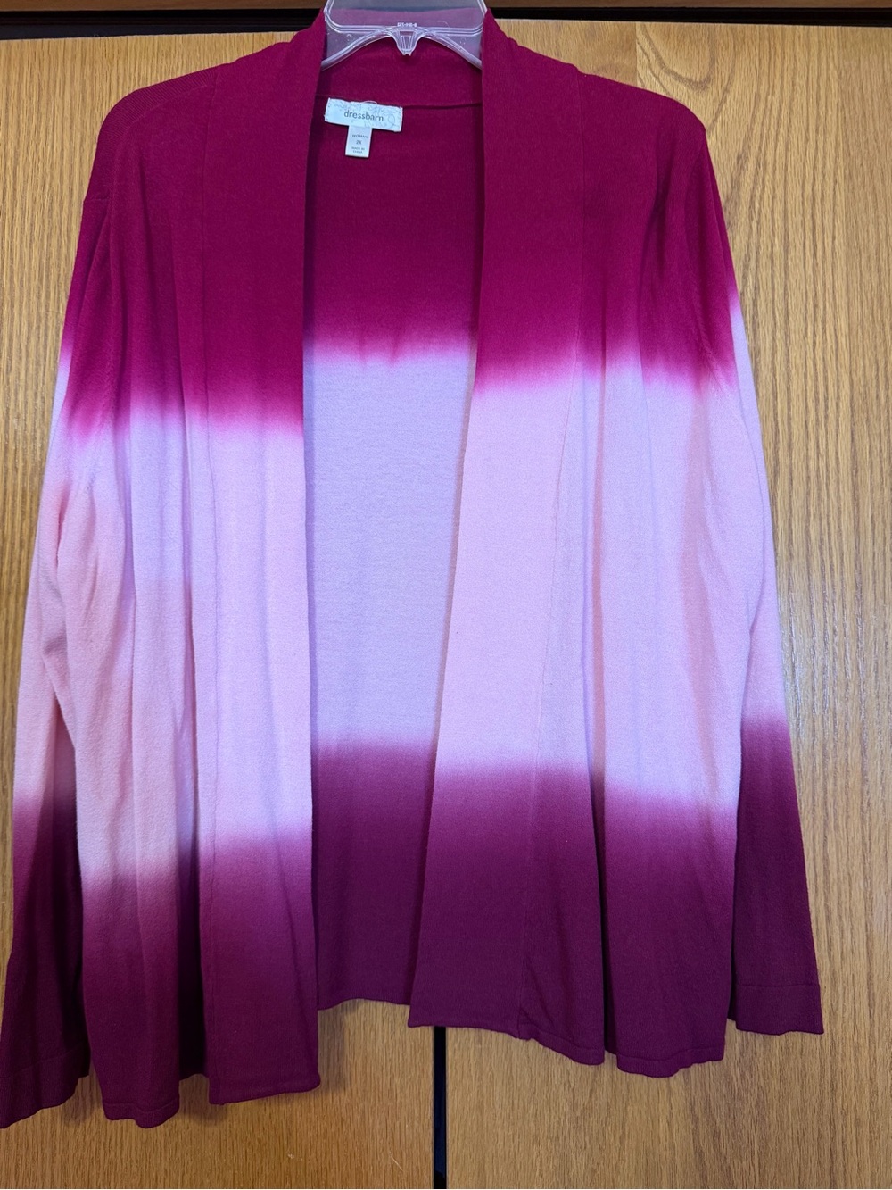 Dress Barn Ombre Open-Front Cardigan - Magenta, Light Pink